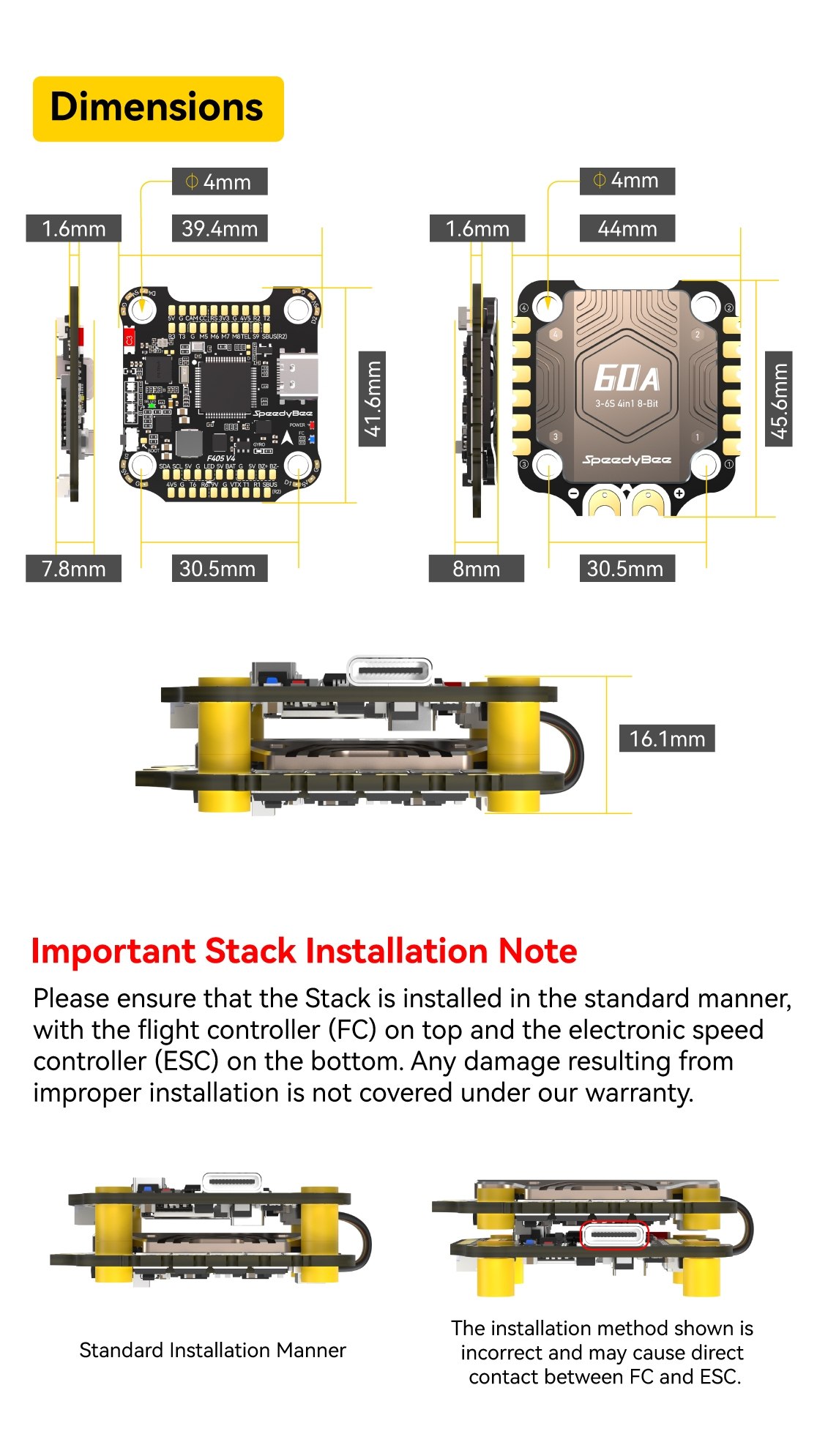 SpeedyBee F405 V4 BLS 60A 30×30 Flight Controller & 4-in-1 ESC Stack